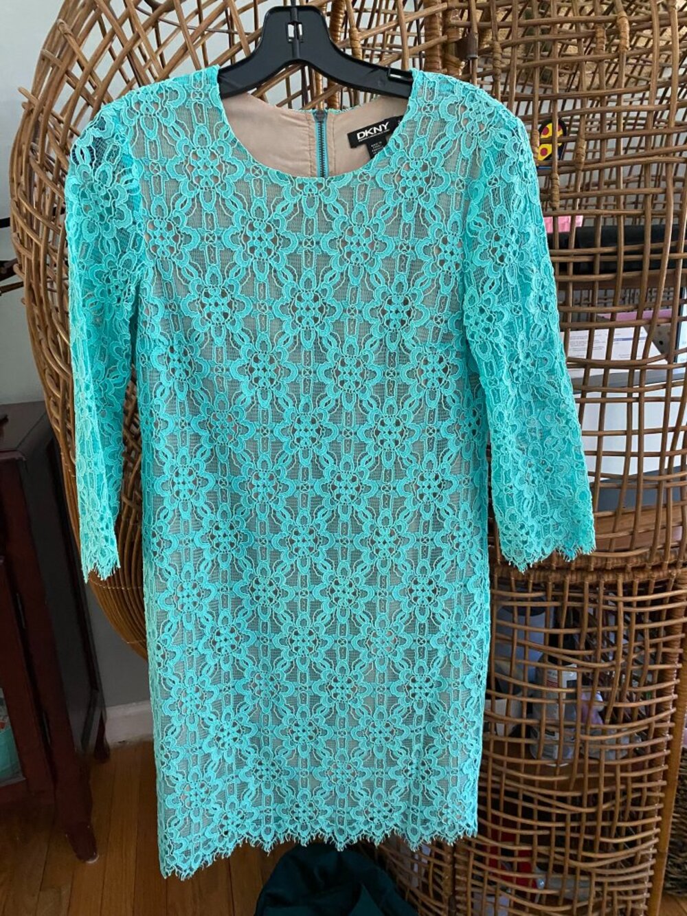 DKNY Aqua Lace 3/4 Sleeve Dress - Size 2